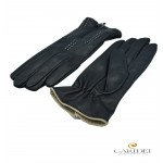 Guanto donna in vera pelle nappa foderato cashmere con profilo maculato sul dorso.